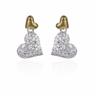 Silver & Gold Plated Te Amo Duo Heart Earrings