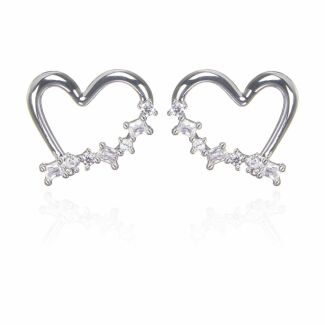 Silver Plated Te Amo Freestyle Heart Earrings