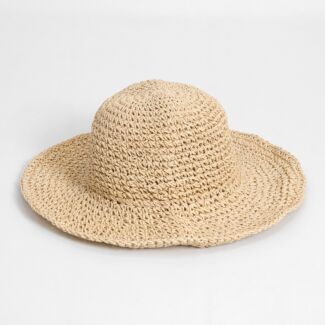 Light Brown Natural Straw Effect Sun Hat