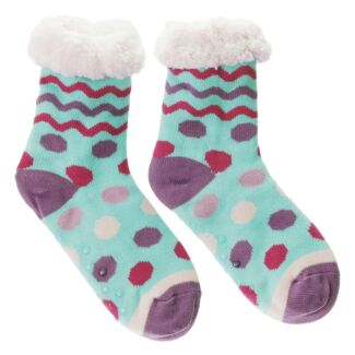 Mint Squiggles & Dots Women’s Slipper Socks