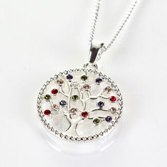 Harlequin Tree of Life Silver Plated Boxed Necklace