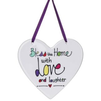 Just Saying ‘Bless this Home’ Hanging Heart Plaque