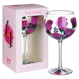 Hand Painted Thistles & Heather Gin Glass
