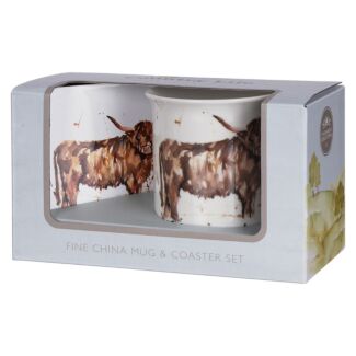 Country Life Highland Cow Mug & Coaster Set