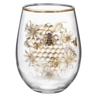 Honeycomb Bee Stemless Glass 