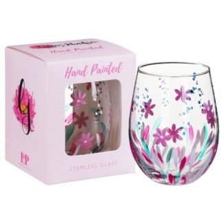 Hand Painted Wildflowers Stemless Glass
