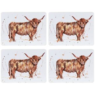 Country Life Set Of 4 Highland Cow Placemats