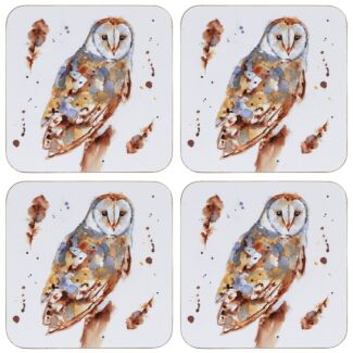 Country Life Set Of 4 Barn Owl Coasters
