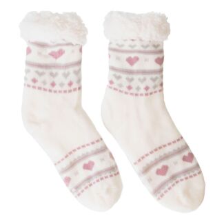 Cozy Cream Hearts Slipper Socks