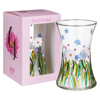 Hand Painted Dainty Daisies Hourglass Vase