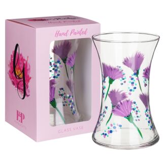 Hand Painted Thistle Hourglass Vase