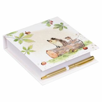 Hedgehog on Log Memo Pad