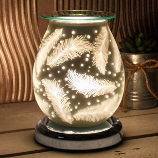Bulbous Satin Feather Aroma Lamp Wax Melt Warmer