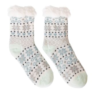 Cozy Mint Snowflakes Slipper Socks
