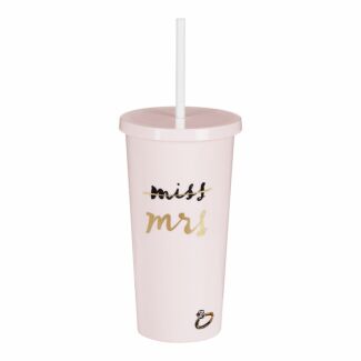 Blush Miss to Mrs Bridal Acrylic Tumbler with Straw