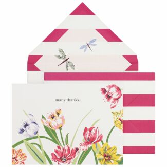 Dragonflies and Tulips Thank You Notecard Set