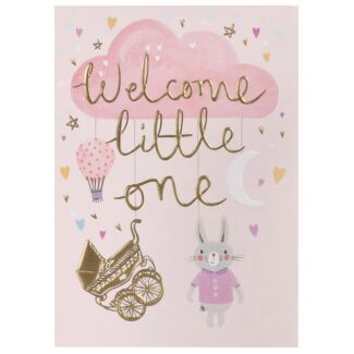 ‘Welcome Little One’ Pink Baby Card