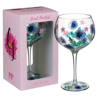 Hand Painted Cornflowers Gin Glass