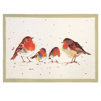Winter Robins Tea Towel