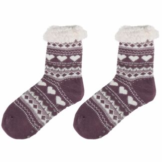 Cozy Purple Hearts Slipper Socks