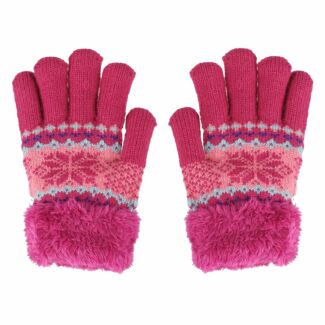 Cozy Pink Fair Isle Snowflake Children's Gloves