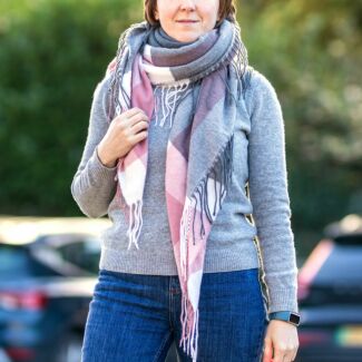 Cozy Grey Block Winter Scarf