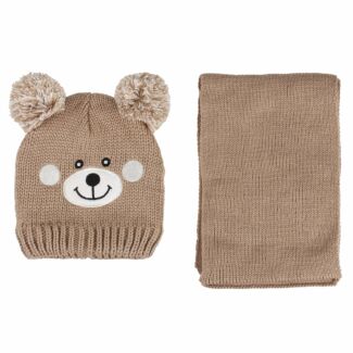 Cozy Brown Bear Toddler’s Hat And Scarf Set