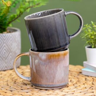 Reactive Glaze Mottled Stacking Mugs Set of 2