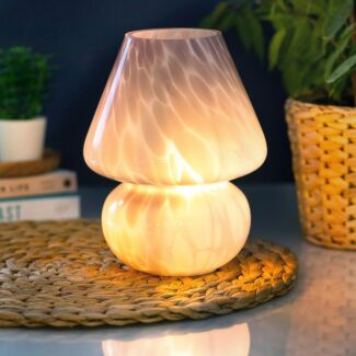 Mia Casa Pink Glass LED Mushroom Lamp