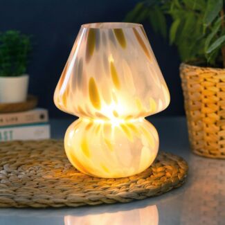 Mia Casa Orange Glass LED Mushroom Lamp