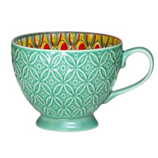 Tuscany Teal Footed Ceramic Mug