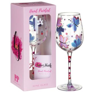 Butterflies Hand Painted Wine Glass
