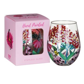 Wild Garden Hand Painted Stemless Glass