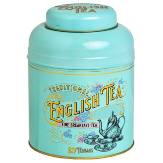 Vintage Victorian Round Tea Caddy with 80 English Breakfast Tea Bags