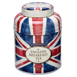 Union Jack Round Tea Caddy with 80 English Breakfast Tea Bags