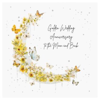 Mimosa Moon Luxury Golden Wedding Anniversary Card