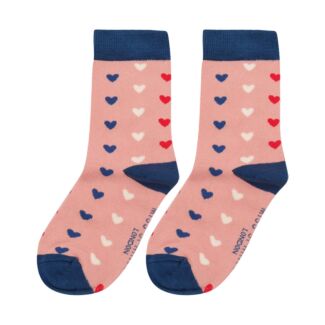 Dusky Pink Little Hearts Girls Bamboo Socks