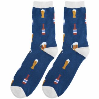 Navy Here’s to Beer Men’s Bamboo Socks