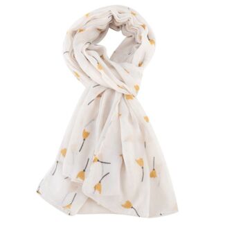 White Tulip Doodle Scarf