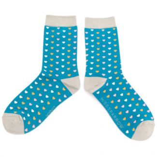 Teal Hearts Women’s Bamboo Socks