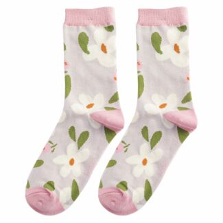 Silver Falling Daisies Women’s Bamboo Socks
