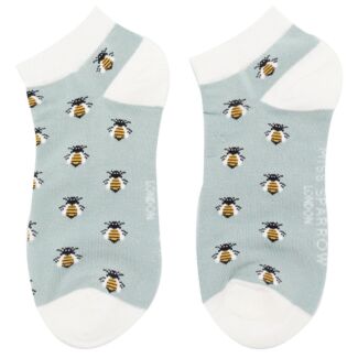 Powder Blue Honey Bee Women’s Bamboo Trainer Socks