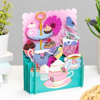 Tea Cup Greetings 3D Pop Up Card
