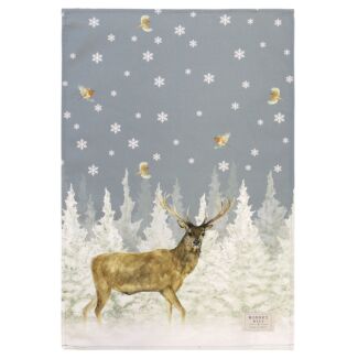 Winter Fir & Stag Tea Towel