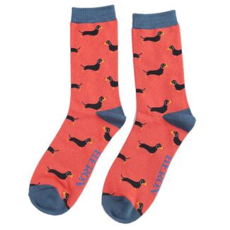 Orange Sausage Dogs Men’s Bamboo Socks