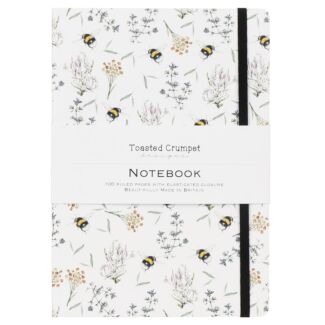 ‘Bees & Honeysuckle’ White A5 Lined Notebook