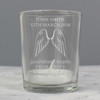 Personalised Guardian Angel Wings Votive Candle Holder