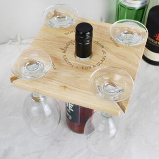 Personalised ‘Time For Wine’ Four Wine Glass Holder & Bottle Holder