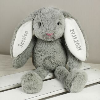 Personalised Grey Plush Bunny