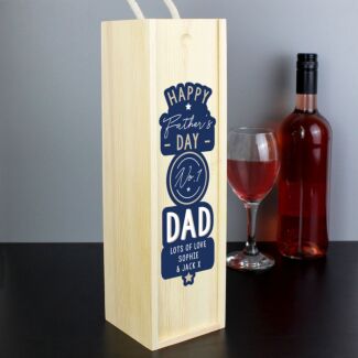 Personalised Happy Father’s Day No.1 Dad Wooden Wine Bottle Box